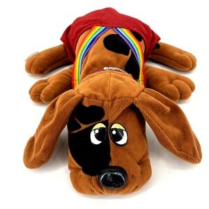 VTG 1985 Pound Puppies TONKA Brown Spots PLUSH TOY 18" Collar & Corduroy Overall